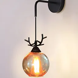 BrightLyt Gold-Toned & Black Spherical Shaped Glass Wall Lamp image 3