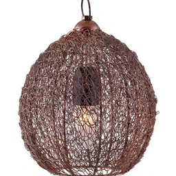 Homesake Copper-Toned Self Design Hanging Lamp image 3