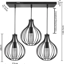 Areezo Black Textured Bell Metal Ceiling Lamp image 3
