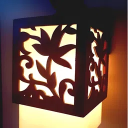 Areezo Brown & White 4Pcs Textured Wooden Square Shaped Ceiling Lamp image 3