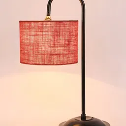 Devansh Pink Jute Shade Iron Table Lamp image 5