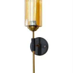 Lyse Decor Gold Toned Glass Cylindercal Shaped Wall Lamp image 2