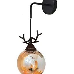 BrightLyt Gold-Toned & Black Spherical Shaped Glass Wall Lamp image 4