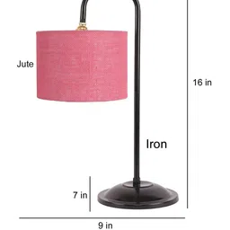 Devansh Pink Jute Shade Iron Table Lamp image 3
