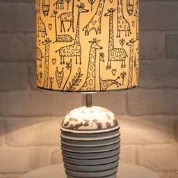 Homesake Beige Printed Modern Fabric Table Lamp-picture-19