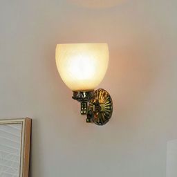 Fos Lighting Ornate Gold-Toned & Off White Single Light Frosted Diamond Glass Wall Lamp-picture-33