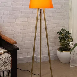 Homesake Mid Century Orange Tripod Floor Lamp With Iron Legs & Fabric Shade-picture-27