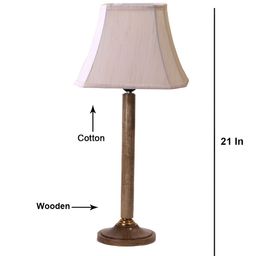 Aura Off White Wood Traditional Frusturical Shaped Table Lamp-picture-4