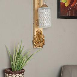 decorativeray Gold Toned & White Cylindrical Metal Wall Lamp-picture-0