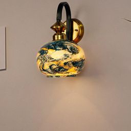 Fos Lighting Gold-Toned & Blue Printed Glass Wall Lamps-picture-20