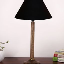 Aura Black Wood Contemporary Bell Shaped Table Lamp-picture-0
