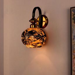 Fos Lighting Gold-Toned & Brown Printed Globe Glass Wall Lamps-picture-18