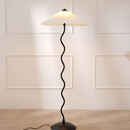 FIG Off-White & Black Textured Metal Wavy Semi-Sphere Shape Floor Lamp-picture-4