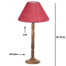 Aura Pink Wood Traditional Abstract Shaped Table Lamp-picture-3