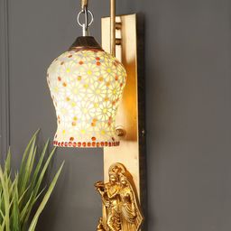 decorativeray Gold-Toned & White Abstract Shaped Iron Wall Lamp-picture-13