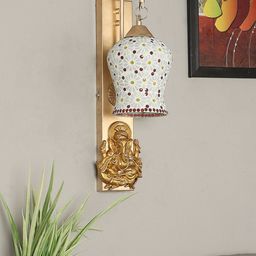 MFD HOME FURNISHING Gold-Toned & White Printed Wall Lamps-picture-3