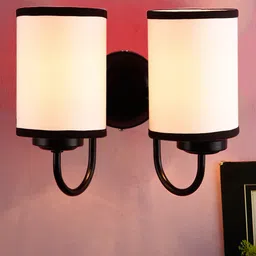 Devansh White & Black Solid Cylindrical Double Side Wall Mounted Lamp image 2