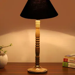 Aura Black Wood Traditional Abstract Shaped Table Lamp image 4