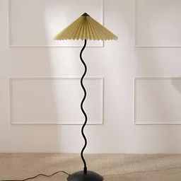 FIG Olive Green Wavy Textured Metal Semi-sphere Shaped Floor Lamp image 4