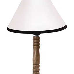 Aura White Wood Traditional Frusturical Shaped Table Lamp image 3
