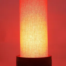 Devansh Orange Solid Wood Cylinder Table lamp Cotton Shade image 4