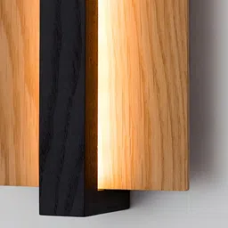 Artica Brown & White Textured Wooden Rectangle Shaped Wall Lamp image 3