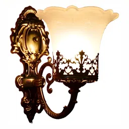 Whiteray Copper-Toned & White 2 Pieces Textured Abstract Shaped Traditional Wall Lamps image 4