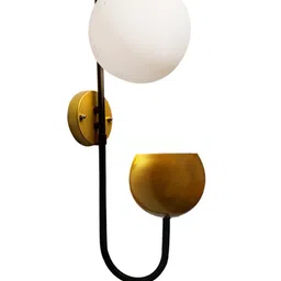 Homesake Brown & White Spherical Wall Lamp With Storage Planter image 2