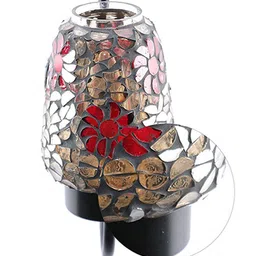 Devansh Silver & Red Mosaic Glass Wall Mounted Lamp image 5