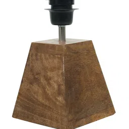 Homesake Beige & Gold-Toned Printed Fabric Shade With Pyramid Shaped Wooden Base Table Lamp image 5