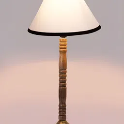 Aura White Wood Traditional Frusturical Shaped Table Lamp image 4