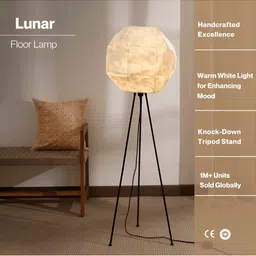 FIG Off White Textured Spherical Shaped Luna Floor Lamp image 4