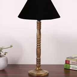 Aura Black Wood Traditional Abstract Shaped Table Lamp image 2
