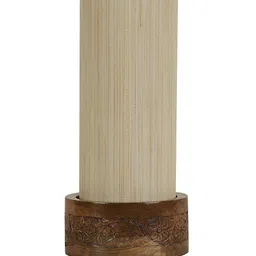 Devansh Off White Cotton Table Lamp with Wood Base image 4