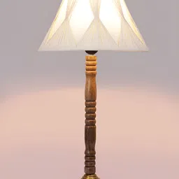 Aura Off White Wood Traditional Abstract Shaped Table Lamp image 2