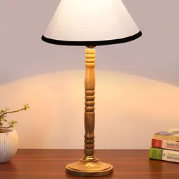 Aura White Wood Traditional Frusturical Shaped Table Lamp image 2