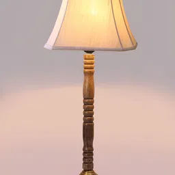 Aura Off White Wood Contemporary Triangle Table Lamp image 2