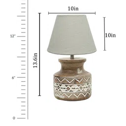 Homesake White & Brown Textured Wooden Table Lamp With Jute Lampshade image 4