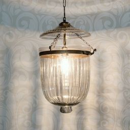 Fos Lighting Gold-Toned Hundi Line Cut Glass Bell Jar Hanging Lantern-picture-45