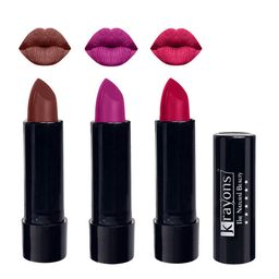 krayons Set Of 3 The Natural Beauty Matte Lipsticks - Brick Tone, French Rose, Pink Lips-picture-29