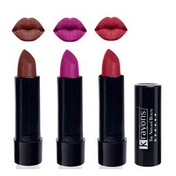 krayons Set Of 3 The Natural Beauty Matte Lipstick - Brick Tone, French Rose, Orange Tango-picture-40