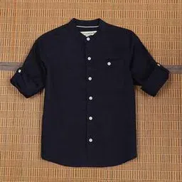 the lion and the fish Regular Fit Shirt with Mandarin Collar & Roll-Up Sleeves-picture-49