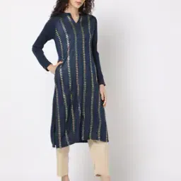 avaasa mix n' match Women Foil Print Straight Kurta-picture-33