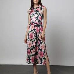 outryt by azorte Women Floral Print Fitted Shirt Dress with Tie-Up Belt-picture-53