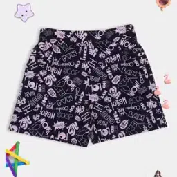 pampolina Girls Typographic Print Regular Fit Shorts with Insert Pockets-picture-37