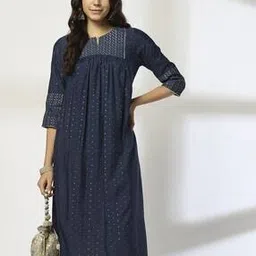 avaasa mix n' match Women Foil Print A-Line Kurta-picture-46