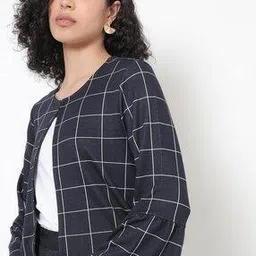 zabaione Checked Round-Neck Shrug-picture-49