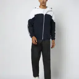 yousta Men Colourblock Regular Fit Zip-Front Hooded Windbreaker-picture-15