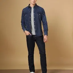 sin Men Striped Slim Fit Denim Shirt-picture-19