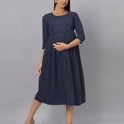 Women Fit and Flare Maternity Dress-image-77